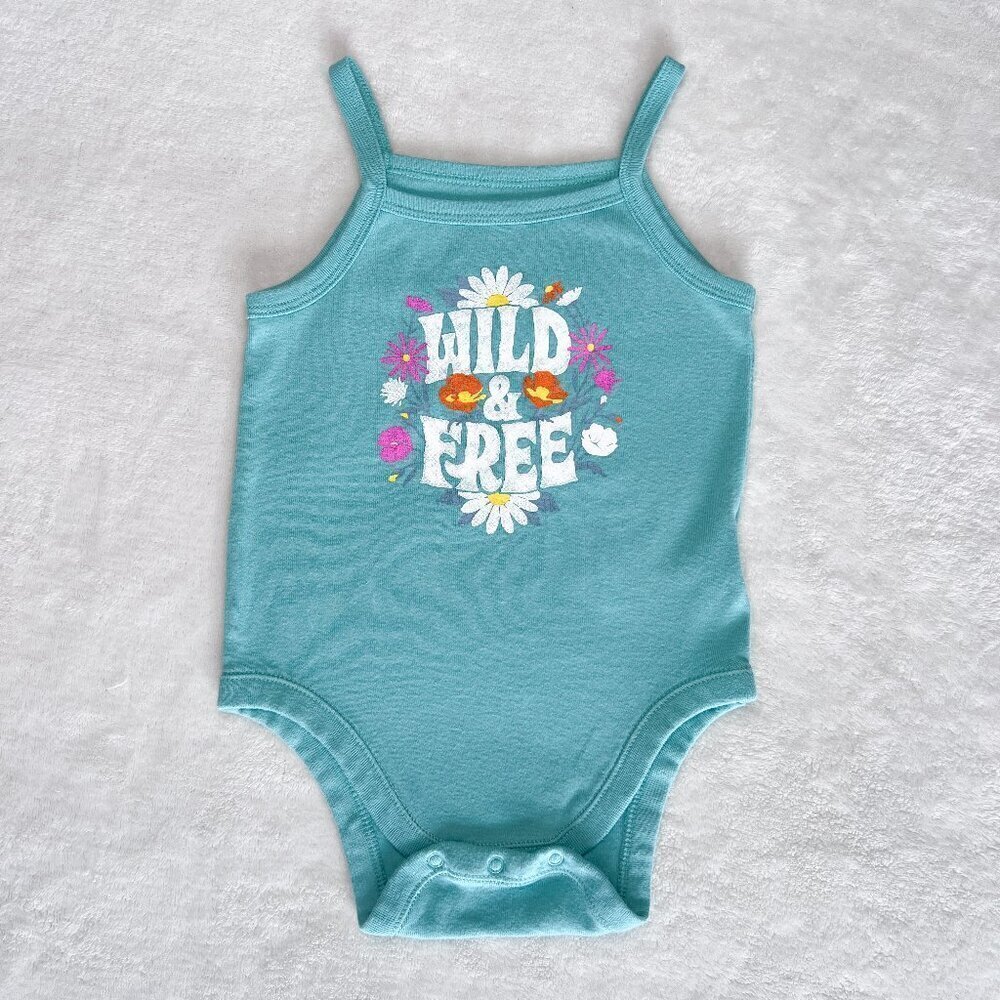 Old Navy Sleeveless Bodysuit | Baby Girls | 12-18 Months | Floral | Aqua